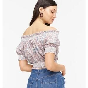 NWOT! J. Crew Liberty Faraway Plum Floral Smocked Cotton Top M